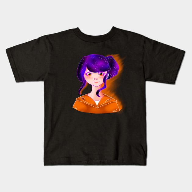 Galaxy girl Kids T-Shirt by Cloudlie_store